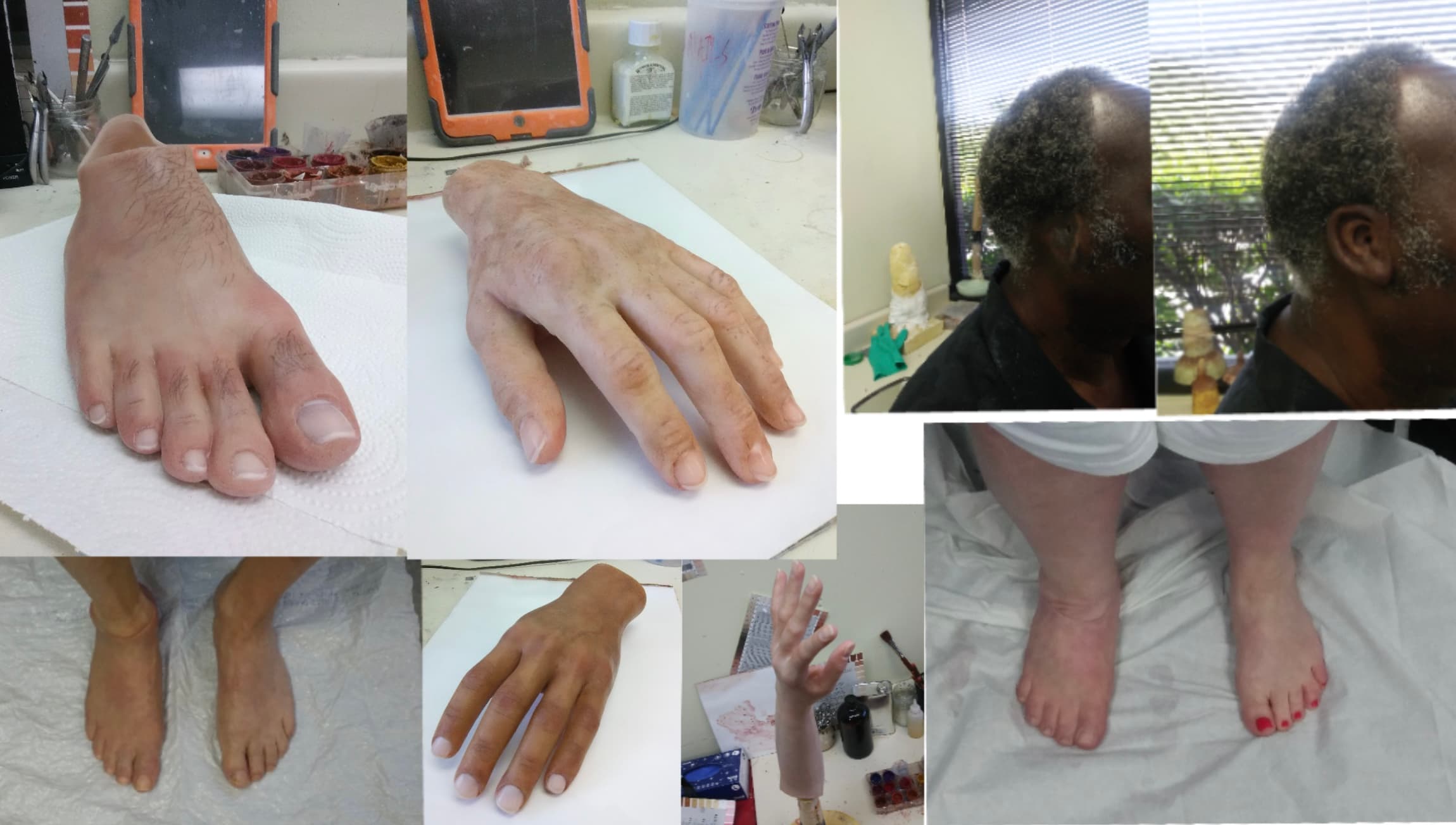 Aaron Kirksey prosthetic limb work - realistic painted prosthetic hands and feet for amputees
